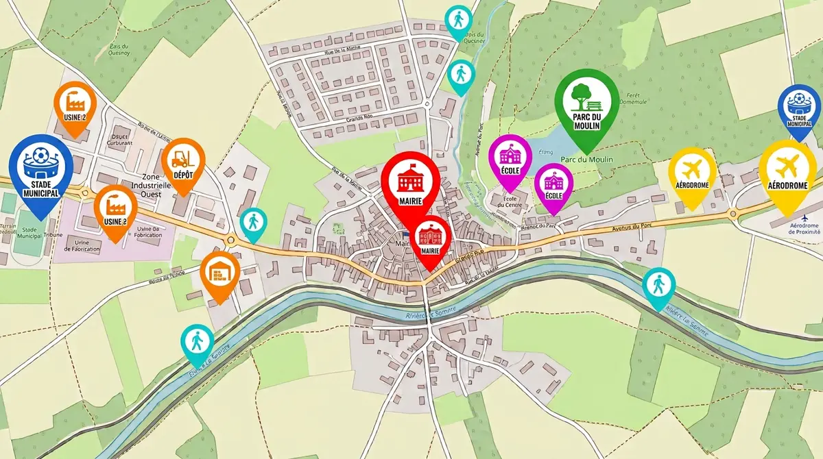 Carte de Villers-la-Fontaine et de ses quatre quartiers